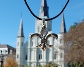 Twisted Fleur de Lis pendant, sterling silver 1.6" tall, New Orleans