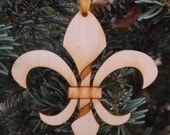 Twisted Fleur de Lis Christmas Ornament, wooden - New Orleans Saints- Who Dat