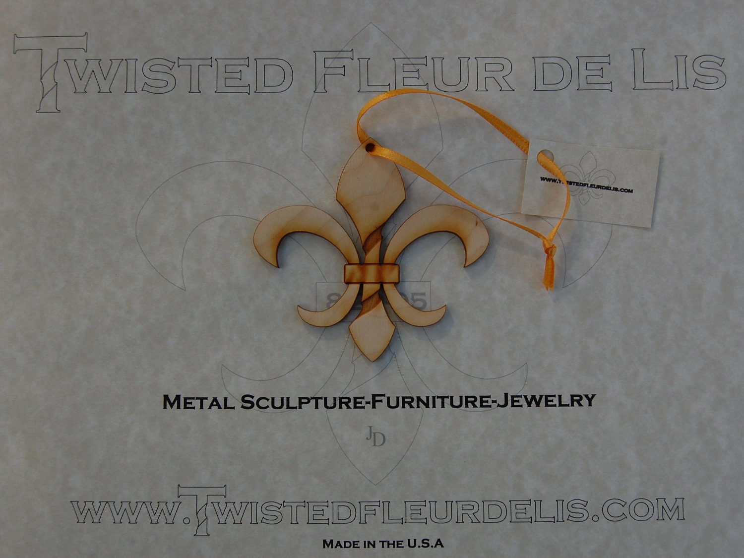 Twisted Fleur de Lis Christmas Ornament, wooden - New Orleans Saints- Who Dat