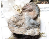 Arista, Charcoal Gray and Hazel Druzy Heart Shaped Pendant
