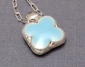 Ceramic Flower Necklace - Powder Blue