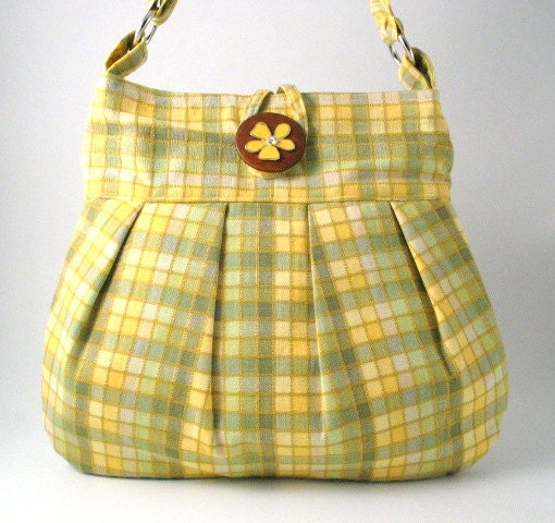green yellow tote- messenger bag- diaper bag -purse- handbag- cross body bag