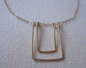14K Gold FIlled Double Rectangle Simple Necklace, Fashion