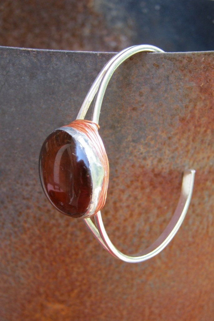 Bitter Brown Glass Cuff Bracelet by Heidi Urbanski on etsy