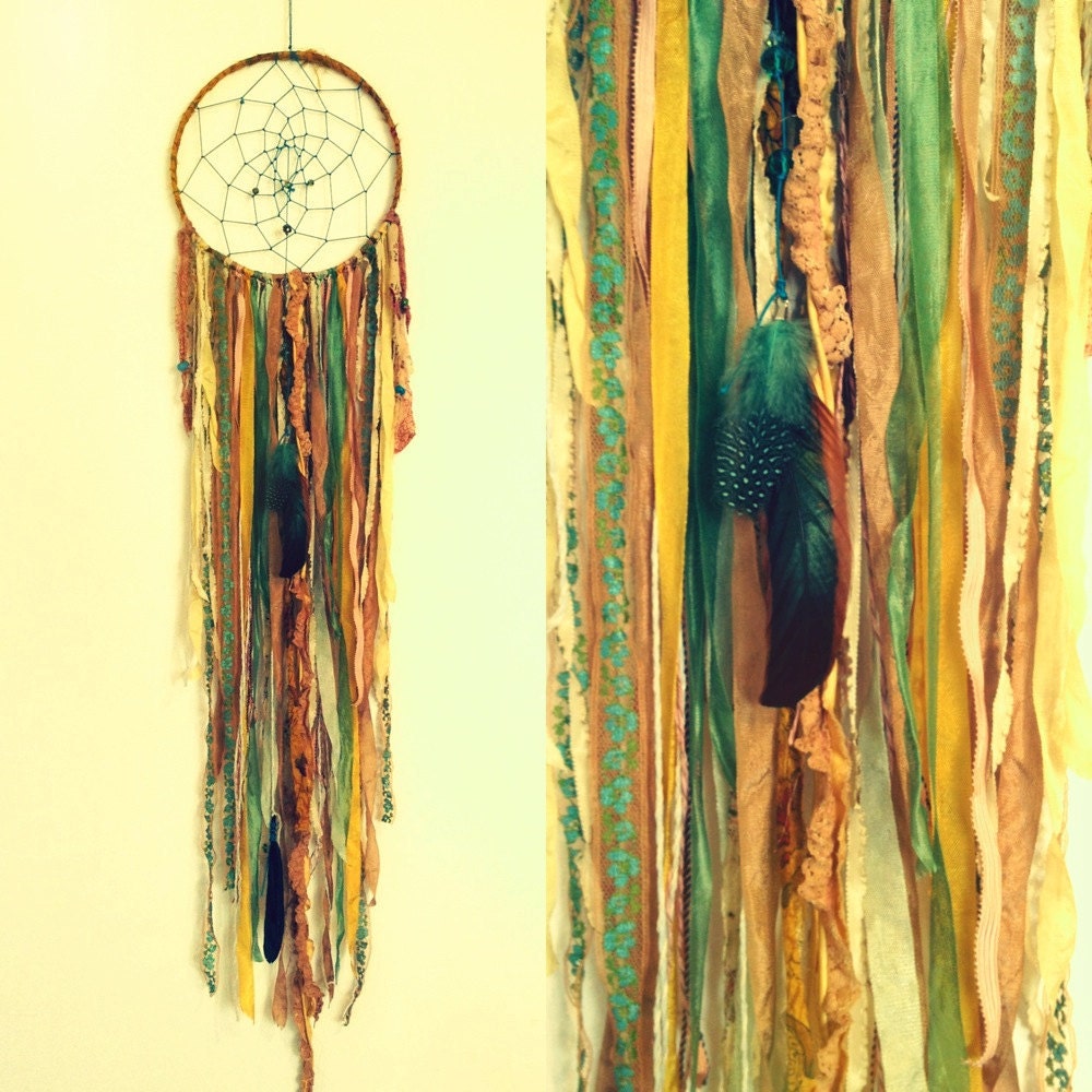 Bohemian Spirit Vintage Fabric Dreamcatcher