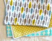 Spring Leaves burp cloth trio