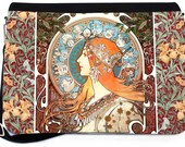Messenger with TWO zip-off flaps. Two Art Nouveau Mucha prints to swap as the mood takes you