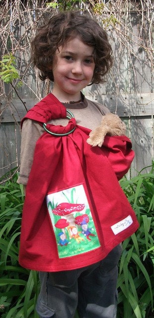 Sewfunky Doll Baby Sling Certifed Organic Cotton with Gnome Patch