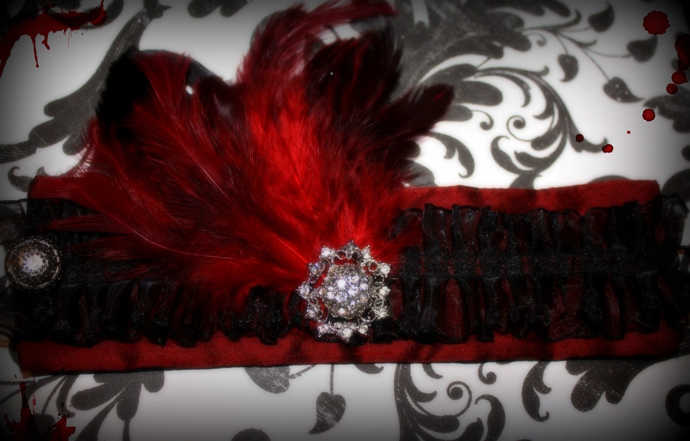 Burlesque Cuff - Vampire Red Feather