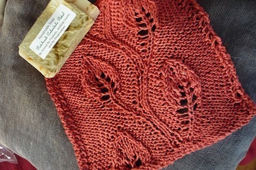 Squash Blossom washcloth - KNITTING PATTERN - PDF File - not a finished item