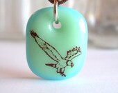 Eagle Landing. A fused glass pendant necklace.