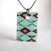 Diamond Plaid on Aqua. Argyle. A Glass Pendant Necklace.