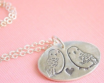 SNOWY OWLS necklace, eco-friendly silver pendant, artwork by BOYGIRLPARTY.  Handcrafted by Chocolate and Steel
