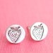 STRAWBERRY earrings, eco-friendly silver studs. Handcrafted by Chocolate and Steel