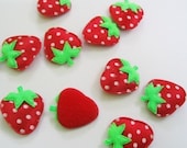 Cute red strawberry Appliques - 30 pcs.