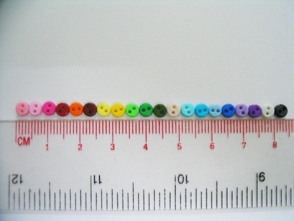 500 pcs Super Tiny 2 hole Opaque button - 4 mm. assorted colors for making Barbie, Blythe and dolls clothes