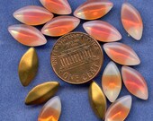 Coral and Opalescent RHINESTONES Navettes 8mm x 15mm Glass Lot of (25)  Two tone Hyacinth hon15 MORE AVAlLABLE