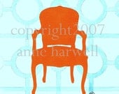ORANGE CHAIR SILHOUETTE Collage on Canvas