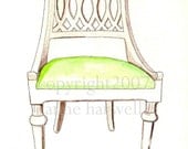 WHITE TRELLIS CHAIR Print