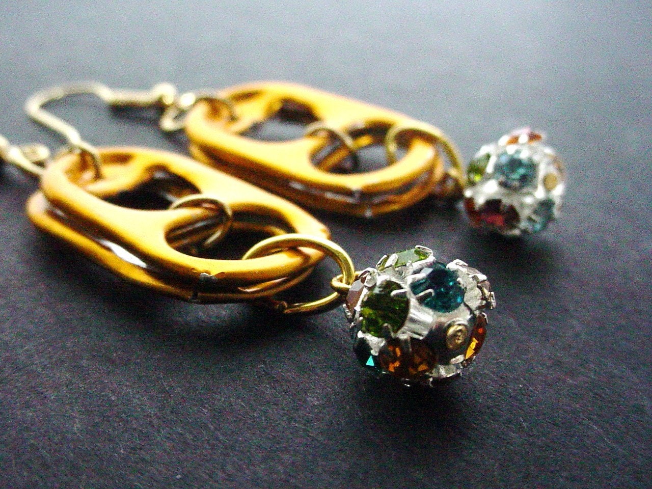 Pull Tab and Glass Bead Earrings