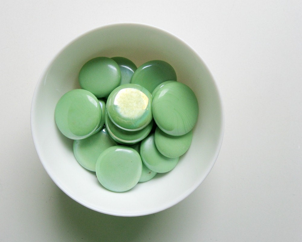 3 Glass Gems Large Mint Green Opalescent