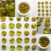 12 Glass Gems Marbled Yellow in a Square Tin Box