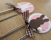 Set of 2 - Giant Paper Clip Bookmarks - Spring Bunnies on Pretty Pink