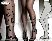 SMALL/MEDIUM brand new color Dark Grey sexy BATS tattoo tights / stockings /  full length  / pantyhose / nylons