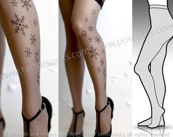 s/m grey sexy and elegant SNOW QUEEN 40 den TATTOO stockings / full length / pantyhose / nylons