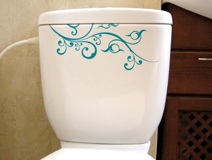 NOW AVAILABLE IN GORGEOUS DARK TURQUOISE - FLORA - vinyl toilet fridge or window decal