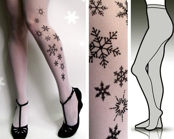 l/xl sexy and elegant SNOW QUEEN TATTOO tights / stockings full length pantyhose white