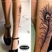 sexy PEACOCK FEATHER TATTOO gorgeous knee-high socks light mocha