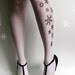 Small/Medium elegant SNOW QUEEN tattoo tights / stockings / full length / pantyhose / nylons WHITE
