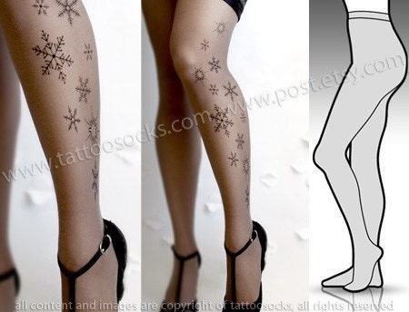 s/m grey sexy and elegant SNOW QUEEN 40 den TATTOO stockings / full length / pantyhose / nylons
