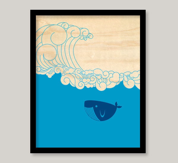 Otsutree Ocean Waves With Whale (Unframed)