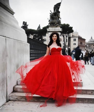 Red Poppy evening gown size 34-36 A-B Cup-Sale