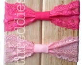 1 OF EACH COLOR ruched stretch lace headbands - scallop edge w/ grosgrain loop - super stretchy // new colors
