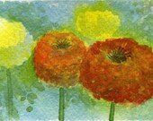 Buy 2 Get 1 FREE -- Watercolor Painting: Watercolor Flowers -- Mini Art Print -- Marigolds -- ACEO Print