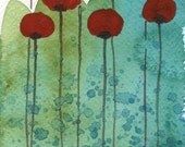 Buy 2 Get 1 FREE -- Watercolor Painting: Watercolor Flowers -- Art Print --  Zip Zap -- Red Flowers -- 4x6