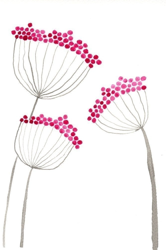 Buy 2 Get 1 FREE -- Watercolor Painting: Watercolor Flowers -- Art Print -- Pink Allium Flowers -- 4x6