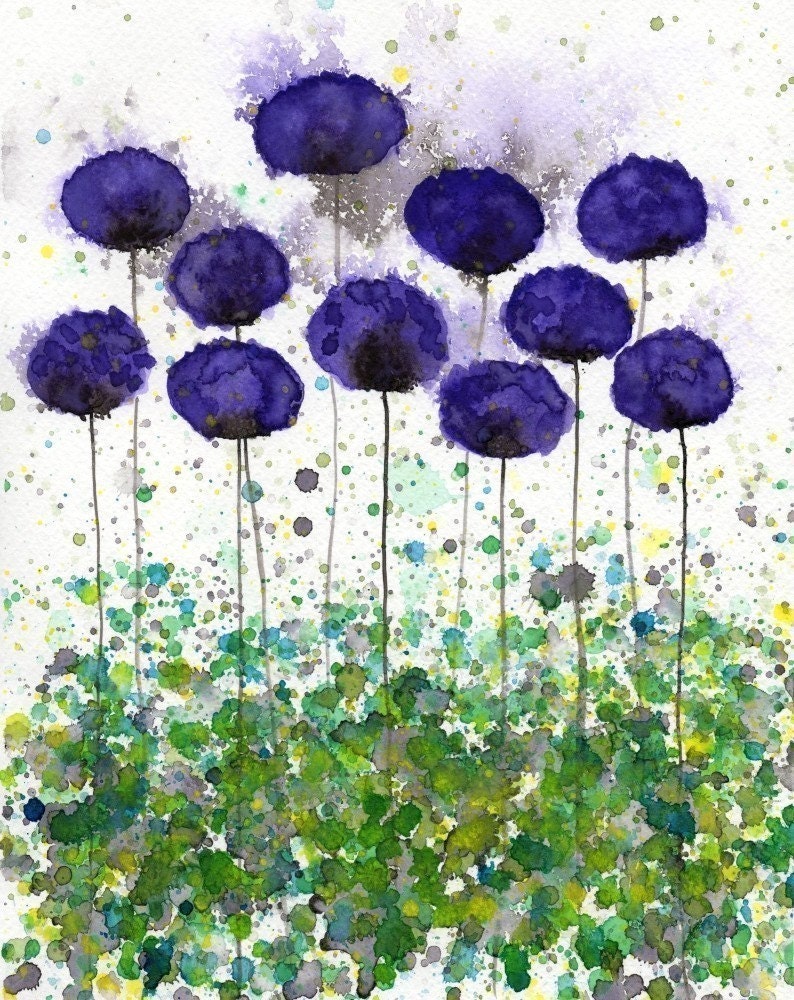 Upward Slope -- Purple Flowers -- Giclee Print 8x10