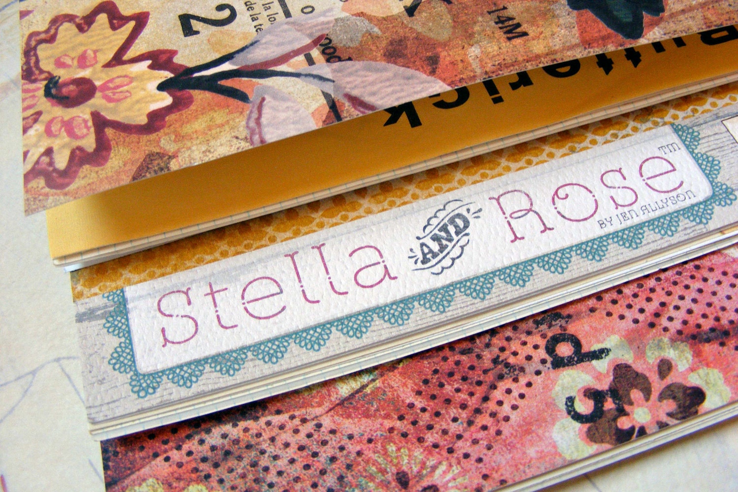 pretty but practical set of 3 handmade journals - stella and rose
