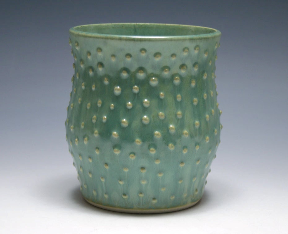 Green Vase with Raised Dots