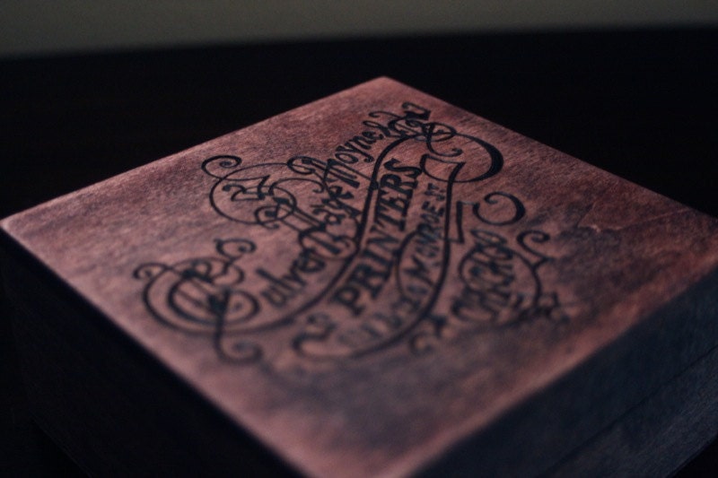 Printer's Ad Trinket Box - Red Mahogany Stain