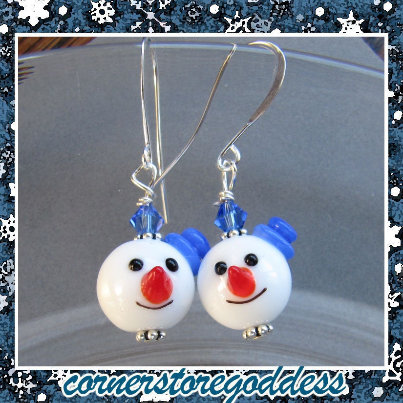 Cornerstoregoddess Christmas Stocking Stuffer Snowman Earrings