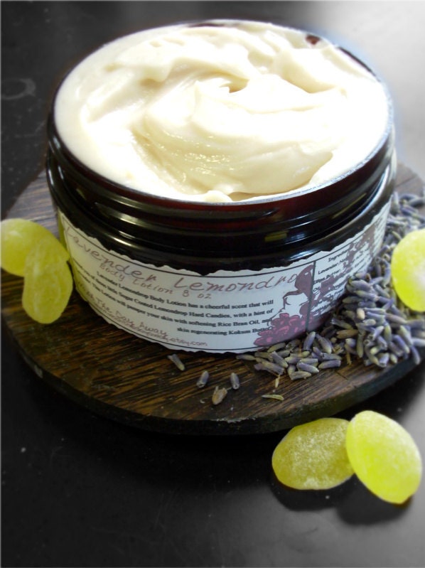 Lavender Lemondrop Lotion 4oz - Made With Lavender, Illipe Butter, Rice Bran Oil, Lemon, Red Mandarin, Apricot Kernel Oil, Vanilla