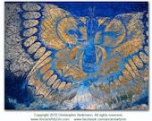 Blue modern Butterfly artwork - Wings of Destiny - 10x8 signed print