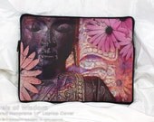 14 inch laptop cover - purple Buddha artwork "Jewels of Wisdom"  - zipper neoprene zen laptop case for 14" laptops - yoga inspired art