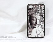 iPhone 4 case - iPhone 4s case - Buddha iPhone case - black and white - Bliss of Being - Zen Buddhist art