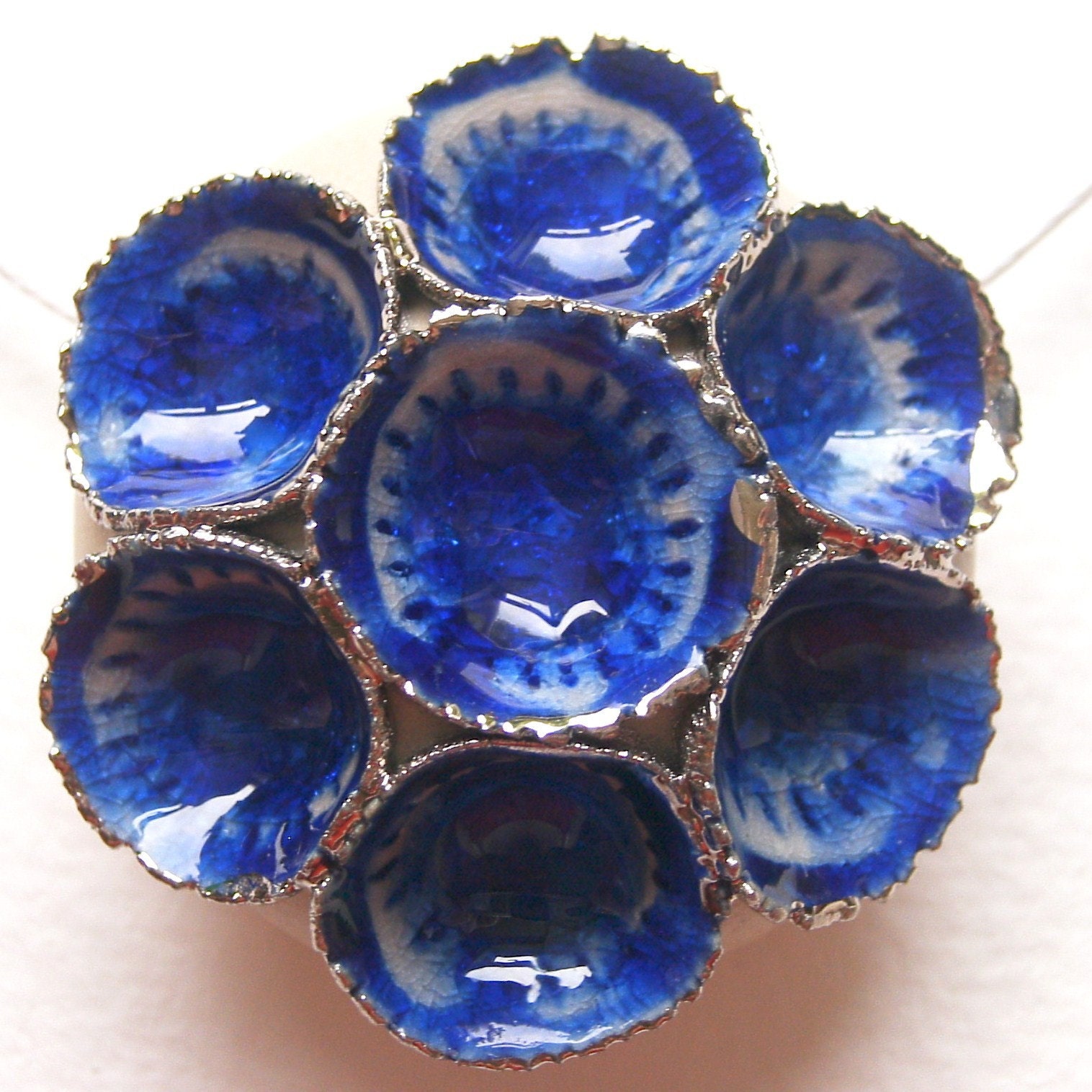 Cobalt Cluster Ceramic and Glass Pendant